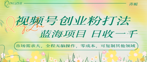 视频号创业粉打法，日入1k，蓝海项目，市场需求大，全程无脑操作，可复制-51云资源