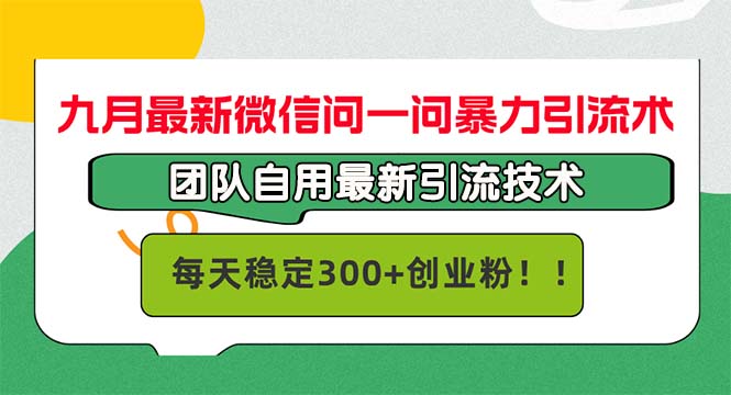 (12735期)九月最新微信问一问暴力引流术,团队自用引流术,每天稳定300 创…-51云资源