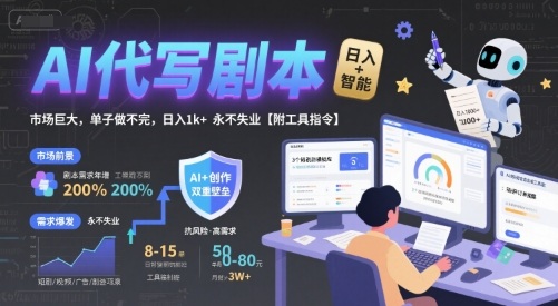 AI代写剧本,市场巨大,单子做不完,日入1k 永不失业【附工具指令】