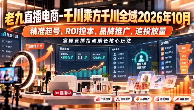 老九直播电商-千川乘方千川全域2026年10月,精准起号、ROI控本、品牌推广、追投放量,掌握直播投流增长核心玩法-51云资源