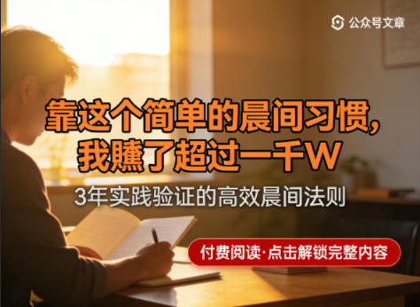 某公众号付费文章:靠这个简单的晨间习惯,我賺了超过一千W-51云资源