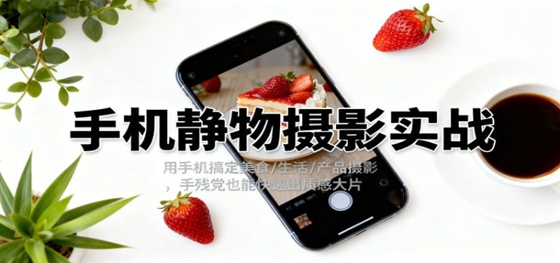 手机静物摄影实战，用手机搞定美食/生活/产品摄影，手残党也能快速出质感大片-51云资源