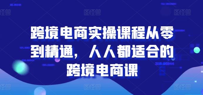 跨境电商实操课程从零到精通,人人都适合的跨境电商课