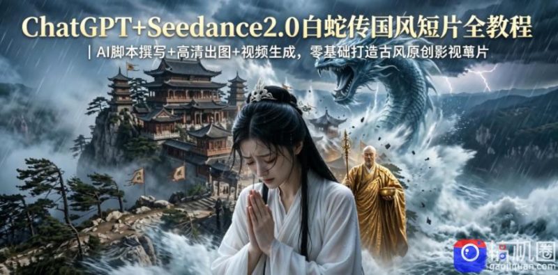 ChatGPT Seedance2.0白蛇传国风短片全教程｜AI脚本撰写 高清出图 视频生成，零基础打造古风原创影视短片-51云资源
