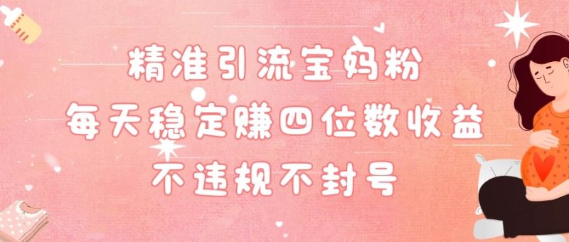 精准引流宝妈粉每天稳定赚四位数收益小白可以操作-51云资源
