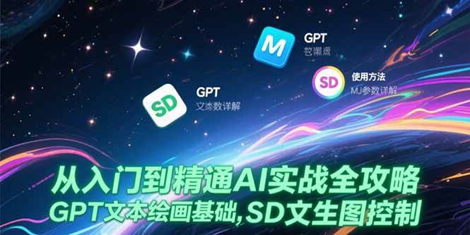 （15309期）从入门到精通AI实战全攻略，GPT文本绘画基础，MJ参数详解，SD文生图控制-51云资源