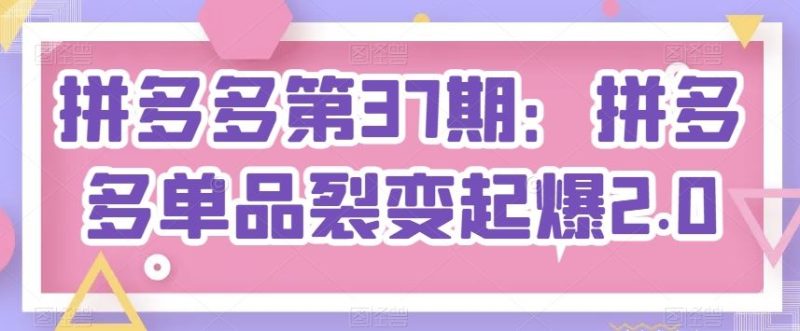 拼多多第37期:拼多多单品裂变起爆2.0-51云资源