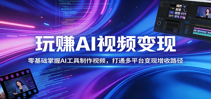 玩赚AI视频变现，零基础掌握AI具制作视频，打通多平台变现增收路径-51云资源