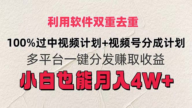 (11862期)利用软件双重去重,100%过中视频 视频号分成计划小白也可以月入4W