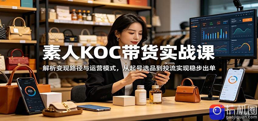素人KOC带货实战课：解析变现路径与运营模式，从起号选品到投流实现稳步出单-51云资源