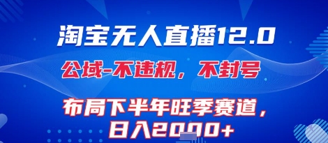 淘宝无人直播12.0,不封号,不违规,布局下半年旺季赛道,日入1k (独家技术)【揭秘】