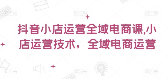 抖音小店运营全域电商课,小店运营技术,全域电商运营-51云资源