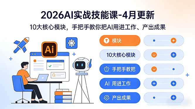 （17941期）2026AI实战技能课-4月更新：10大核心模块，手把手教你把AI用进工作、产出成果-51云资源