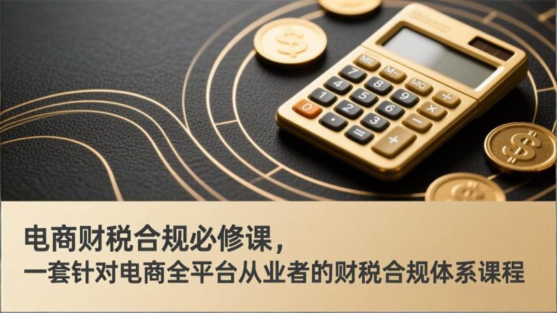 (17359期)电商财税合规必修课,是一套针对电商全平台从业者的财税合规体系课程-51云资源