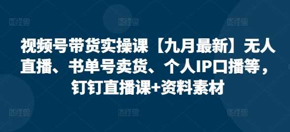 视频号带货实操课【10月最新】无人直播、书单号卖货、个人IP口播等,钉钉直播课 资料素材