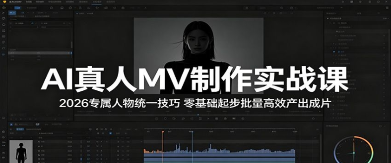 AI真人MV制作实战课:2026专属人物统一技巧,零基础起步批量高效产出成片