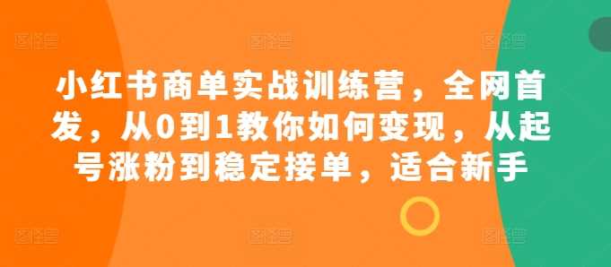 小红书商单实战训练营，全网首发，从0到1教你如何变现，从起号涨粉到稳定接单，适合新手-51云资源