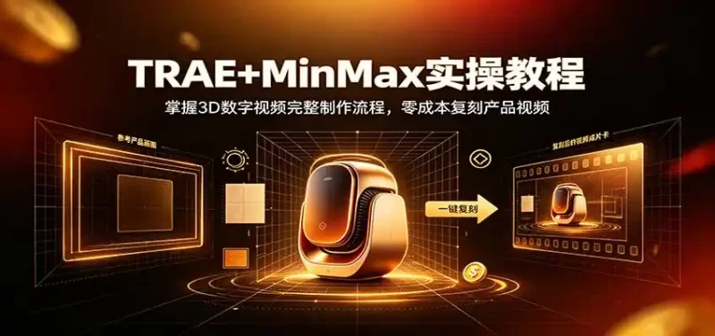 TRAE MinMax实操教程：3D数字视频完整制作流程，零成本复刻产品视频-51云资源