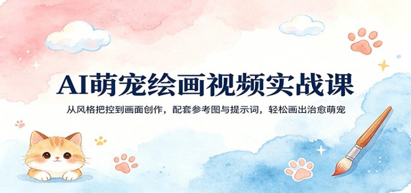 AI萌宠绘画视频实战课:从风格把控到画面创作,配套参考图与提示词,轻松画出治愈萌宠-51云资源