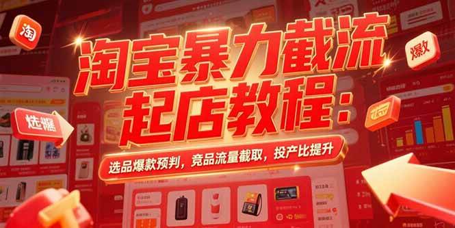 （15468期）淘宝暴力截流起店教程：选品爆款预判，竞品流量截取，投产比提升-51云资源