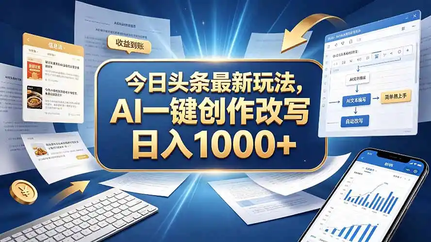 今日头条最新玩法，AI 一键创作改写，简单易上手，轻松日入 1000-51云资源