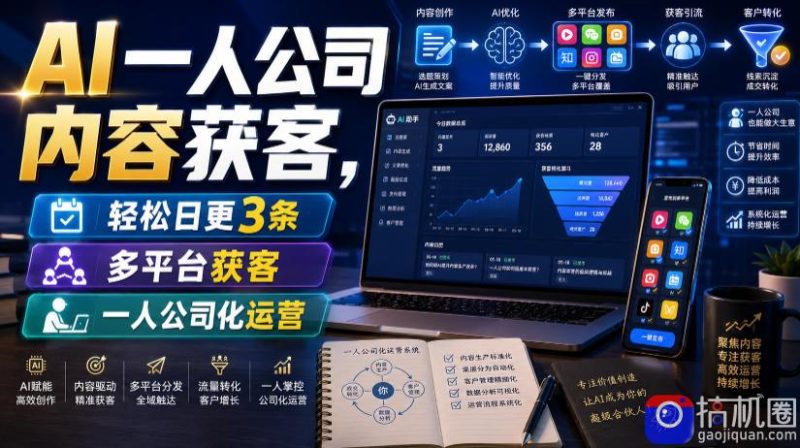 AI一人公司内容获客,轻松日更3条,多平台获客,一人公司化运营-51云资源
