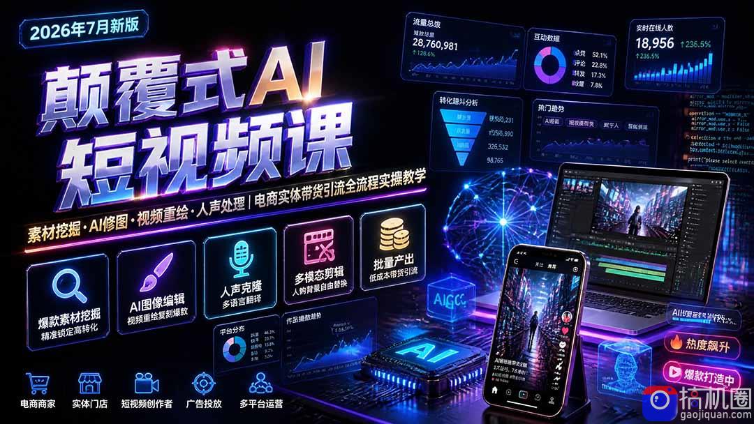颠覆式AI短视频课|素材挖掘,AI修图,视频重绘,人声处理|电商实体带货引流全流程实操教学