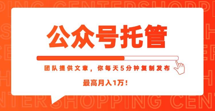 （15109期）【公众号托管 】我提供文章，你每天５分钟复制发布，最高月入1W-51云资源
