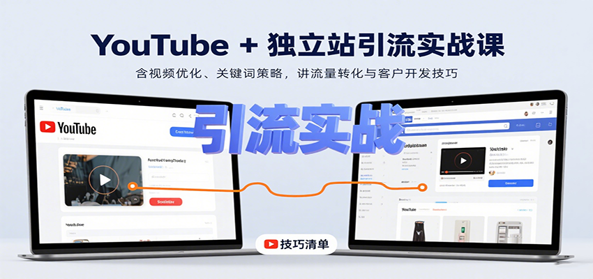 YouTube 独立站引流实战课:含视频优化、关键词策略,讲流量转化与客户开发技巧