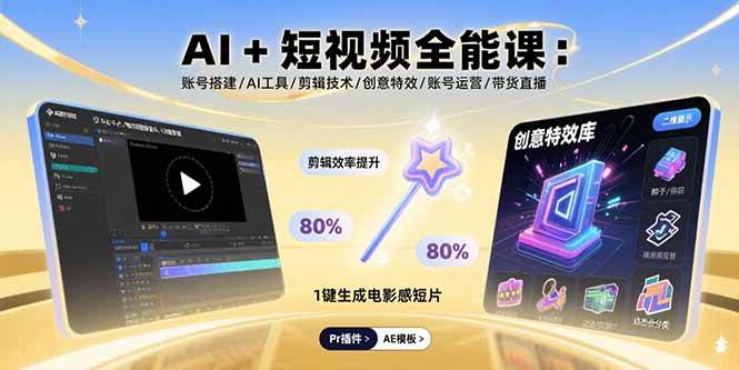 (15862期)AI 短视频全能课:账号搭建/AI工具/剪辑技术/创意特效/账号运营/带货直播