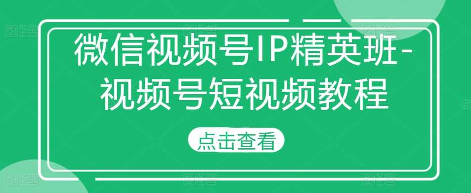 微信视频号IP精英班-视频号短视频教程-51云资源