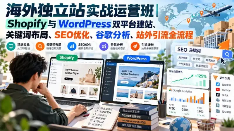 海外独立站实战运营班｜Shopify与WordPress双平台建站、关键词布局、SEO优化、谷歌分析、站外引流全流程-51云资源