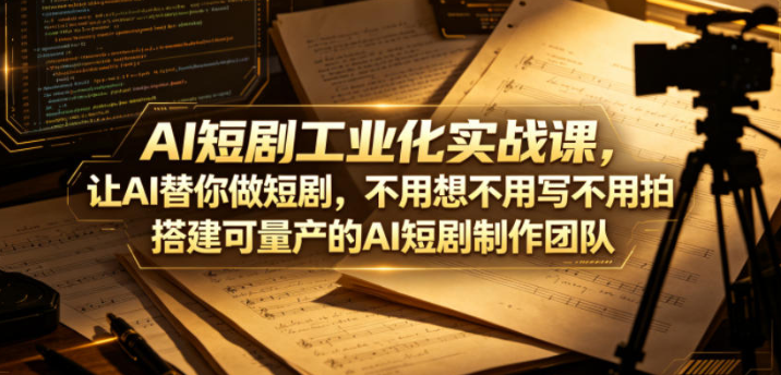 AI短剧工业化实战课,让AI替你做短剧,不用想不用写不用拍,搭建可量产的AI短剧制作团队