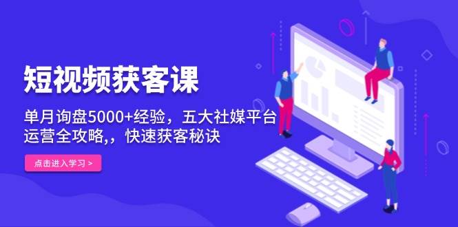 (13715期)短视频获客课,单月询盘5000 经验,五大社媒平台运营全攻略,,快速获客…-51云资源
