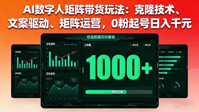 （16050期）AI数字人矩阵带货玩法：克隆技术、文案驱动、矩阵运营，0粉起号日入千元-51云资源