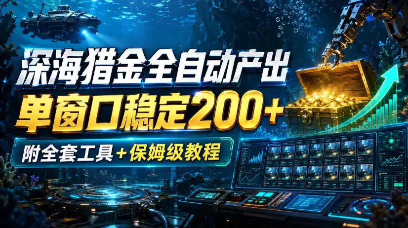 深海猎金全自动产出,单窗口稳定200 ,附全套工具 保姆级教程【揭秘】-51云资源