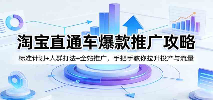 淘宝直通车爆款推广攻略:标准计划 人群打法 全站推广,手把手教你拉升投产与流量-51云资源