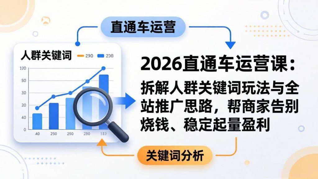（17898期）2026直通车运营课：拆解人群关键词玩法与全站推广思路，帮商家告别烧钱、稳定起量盈利-51云资源