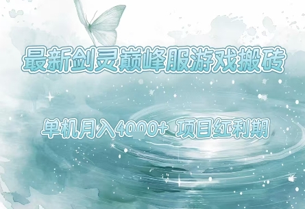 最新剑灵巅峰服游戏搬砖，项目红利期，单机稳定月入4k 操作简单好上手【揭秘】-51云资源