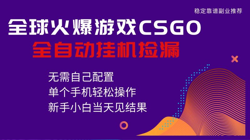 火爆游戏CSGO全自动捡漏,独家最新玩法,单个手机可操作,新手小白日入500-51云资源