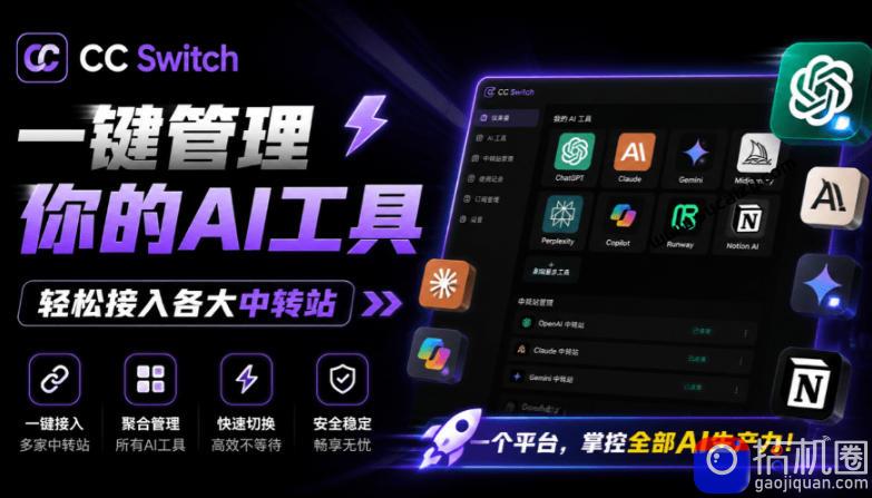 一键给Chatgpt、Codex、Claude接入地第三方中转站,CC Switch统一管理你的AI编程工具工作流-51云资源