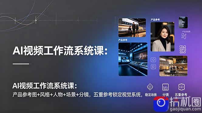 AI视频工作流系统课:产品参考图 风格 人物 场景 分镜,五重参考锁定视觉系统,稳定产出高质量视频