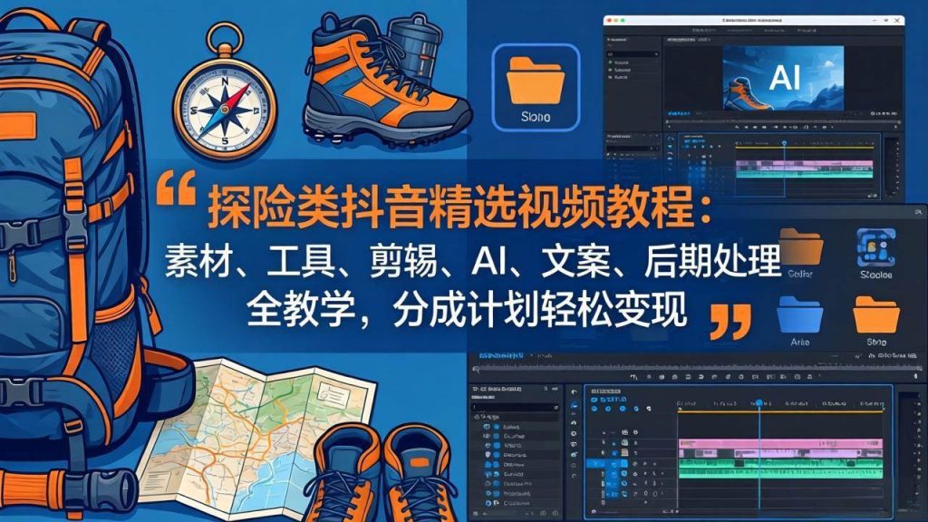 (17994期)探险类抖音精选视频教程:素材、工具、剪辑、AI、文案、后期处理全教学,分成计划轻松变现-51云资源