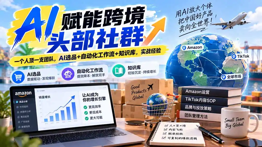 AI赋能跨境头部社群-更新1023：一个人顶一支团队，AI选品 自动化工作流 知识库，实战经验