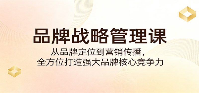 品牌战略管理课:从品牌定位到营销传播,全方位打造强大品牌核心竞争力-51云资源