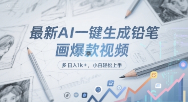 最新AI一键生成铅笔画爆款视频，多平台分发，日 入1k ，小白轻松上手【揭秘】-51云资源