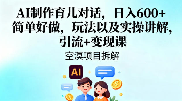 AI制作育儿对话,日入6张 ,简单好做,玩法以及实操讲解,引流 变现课-51云资源