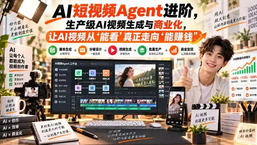 AI短视频Agent进阶，生产级AI视频生成与商业化，让AI视频从”能看”真正走向”能賺钱”-51云资源
