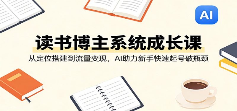 读书博主系统成长课:从定位搭建到流量变现,AI助力新手快速起号破瓶颈-51云资源