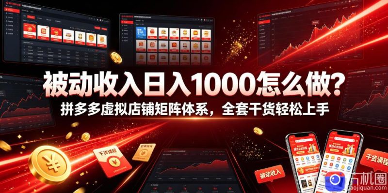 被动收入日入1000怎么做?拼多多虚拟店铺矩阵体系,全套干货轻松上手【揭秘】-51云资源